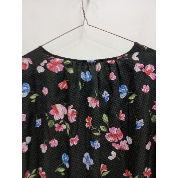Isaac Mizrahi Live Womens Blouse Top Size 14 Black Floral Long Sleeve Whimsygoth - Picture 11 of 11